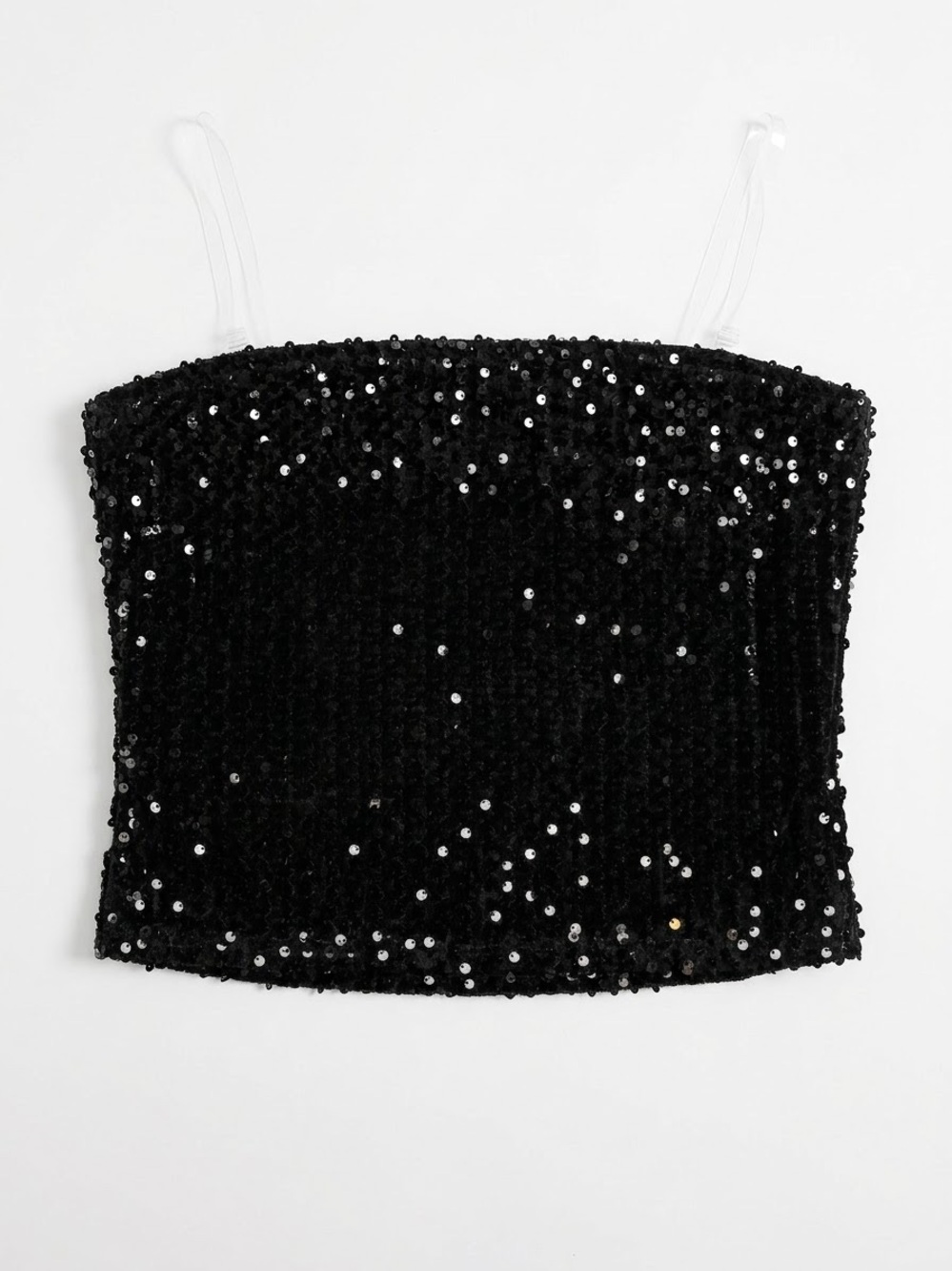HYFVE Black Sequin Strapless Crop Top - Picture 2 of 4